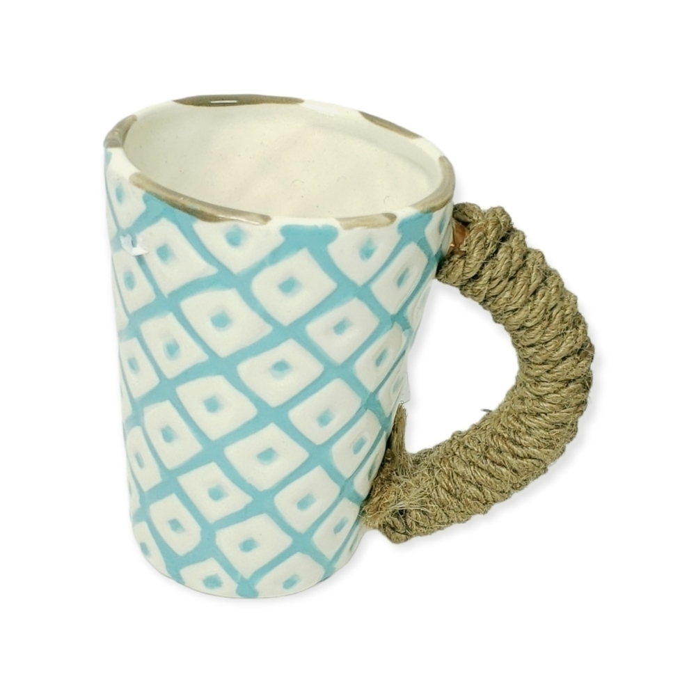 Mud pie jute rope wound handle mug x 2 - Picture 3 of 4